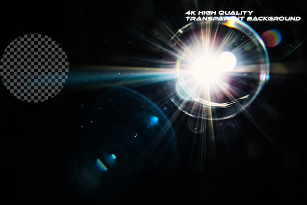 PSD beautiful lens flare overlay on transparent background