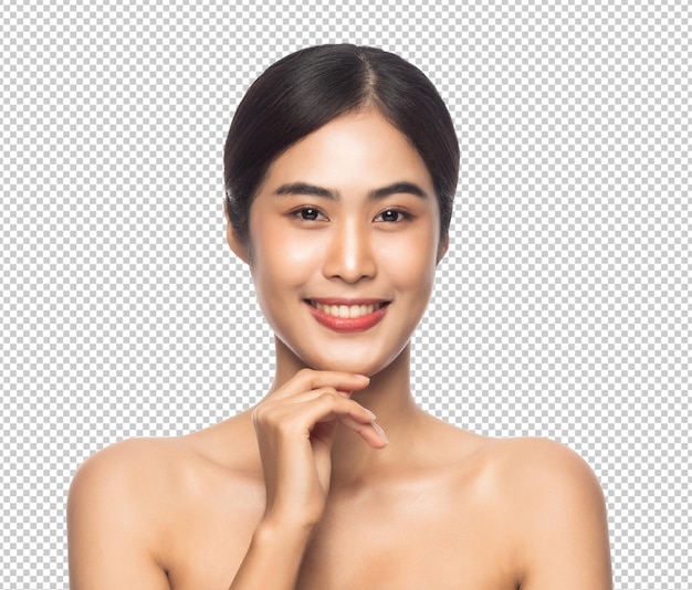 PSD beautiful young asian woman with clean fresh skin beauty and skincare concept psd file