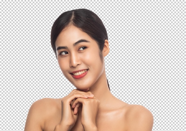 Beautiful Young Asian woman with clean fresh skin Beauty and skincare concept Psd file