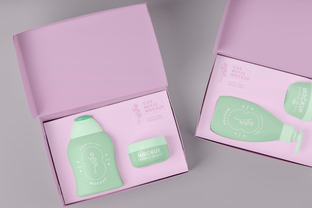 PSD beauty product in cardboard box mock-up