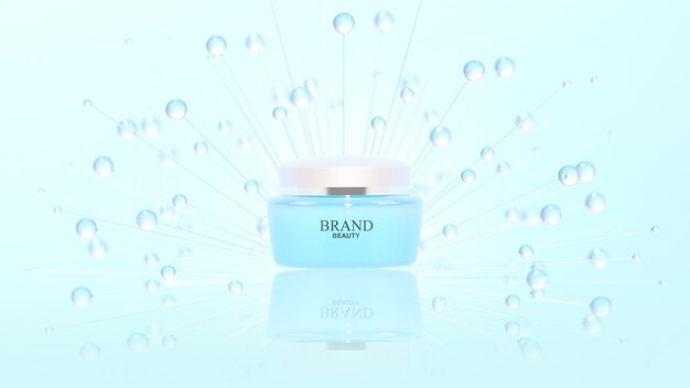 PSD beauty product with blue water bubbles