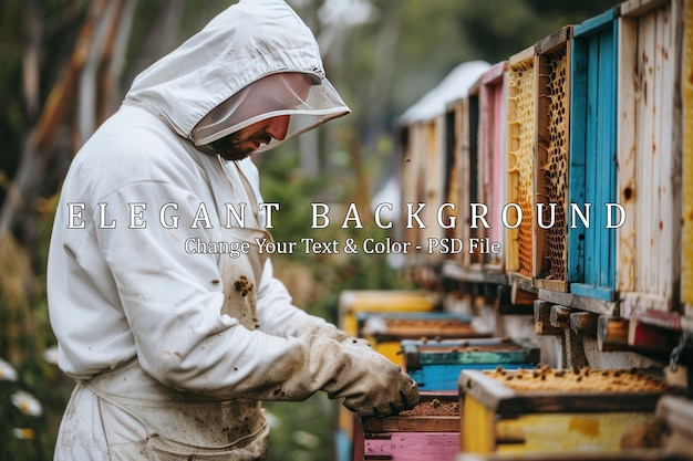 Beekeeper Inspecting Honeycomb in a Beehive