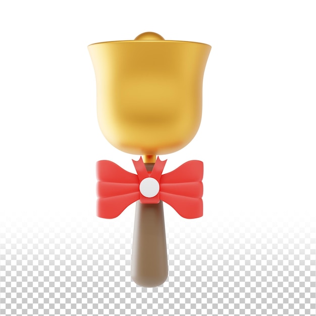 PSD bell and ribbon 3d icon and illustration