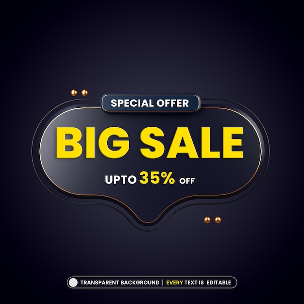 Big sale promotion banner with editable text effect