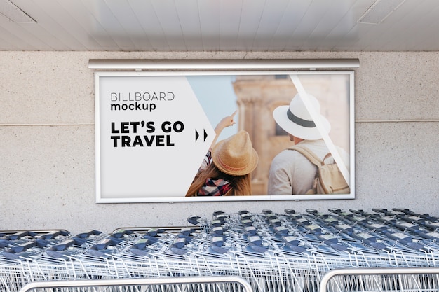 Billboard mockup with shopping carts