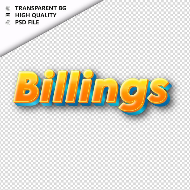 Billingsmade from orange text with shadow transparent isolated