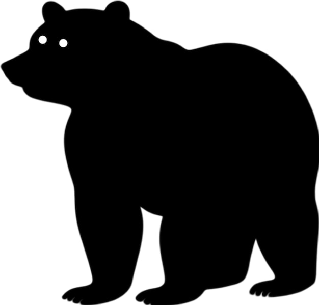 PSD a black bear with a black face and a white background