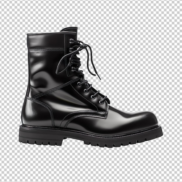 PSD black boot isolated on transparent background