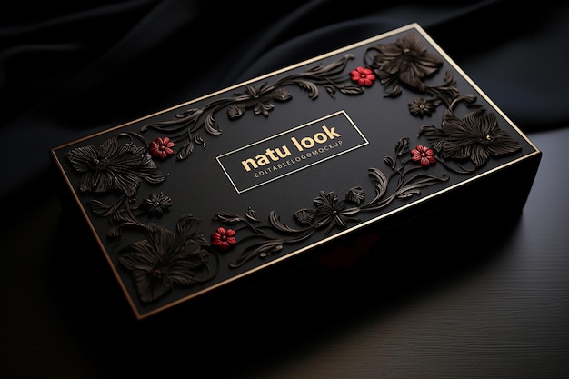 PSD black box cover logo mockup_luxury black box cover mockup