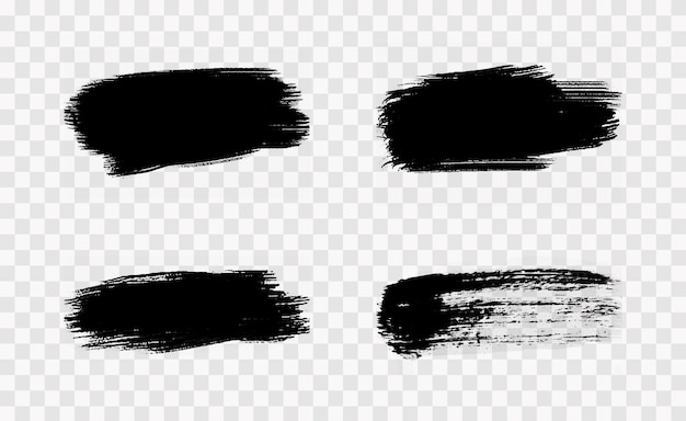 PSD black brush stock set on transparent background