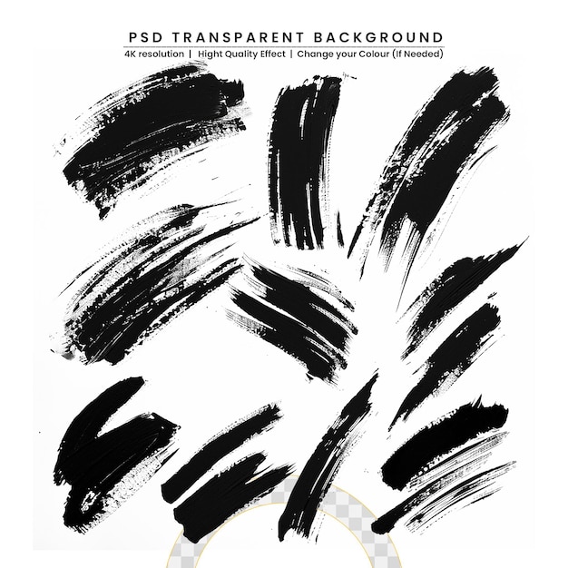 PSD black brush stroke on transparent background