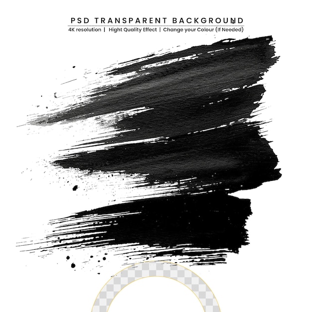 PSD black brush stroke on transparent background