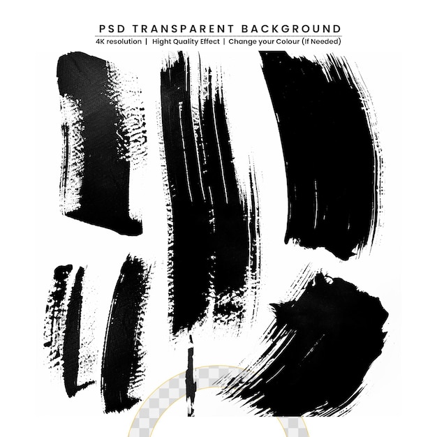 PSD black brush stroke on transparent background