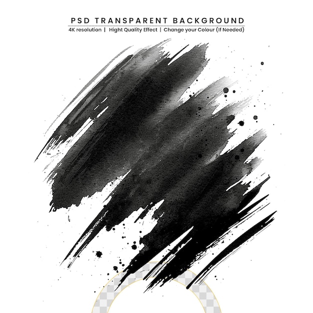 PSD black brush stroke on transparent background