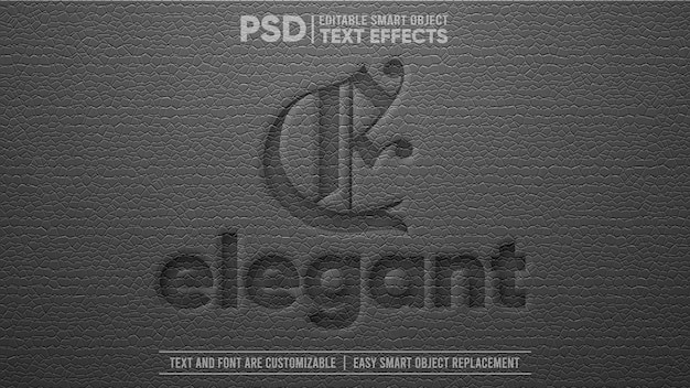 Black Elegant Leather 3D Editable Smart Object Text Effect