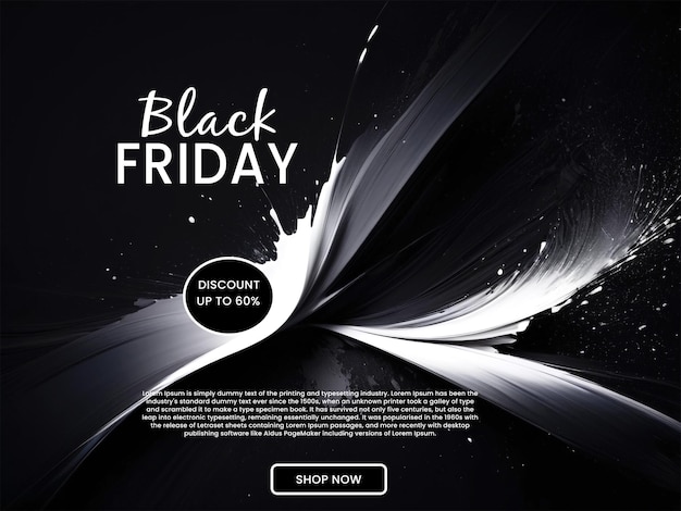 PSD black friday flat design sale background with black brush stroke