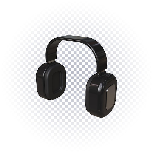 Black headphone icon 3d render isolated