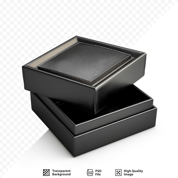 black jewelry boxes opened on white isolated background