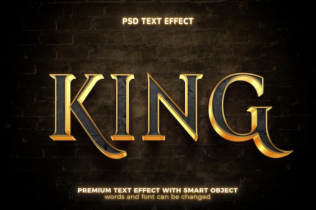 Black king modern mock up logo template 3d editable text effect