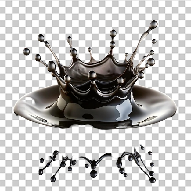 PSD black liquid splash isolated on transparent background