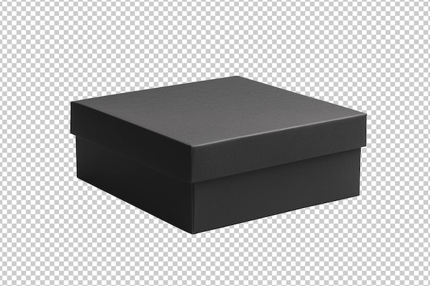 PSD black paper box isolated on transparent background