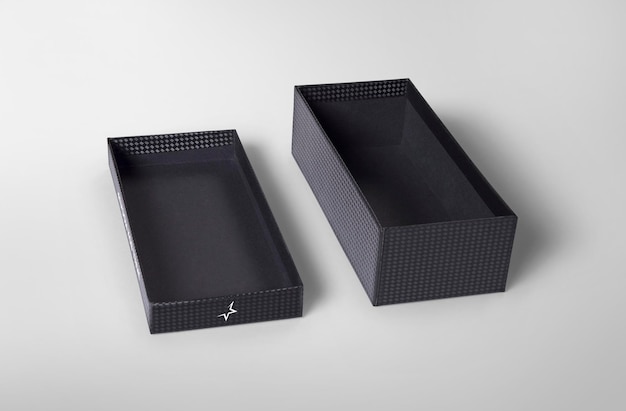 PSD a black shoe box with star logo