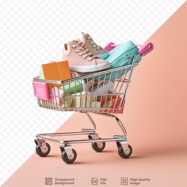 Black shopping cart with woman s shoes