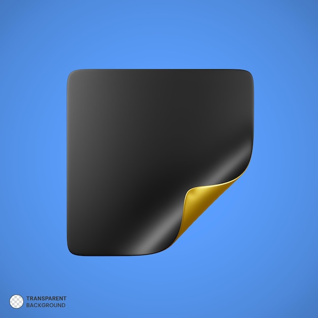 Black sticker paper icon isolated 3d render illustration