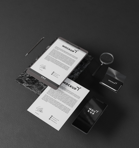 Black style stationery mockup design