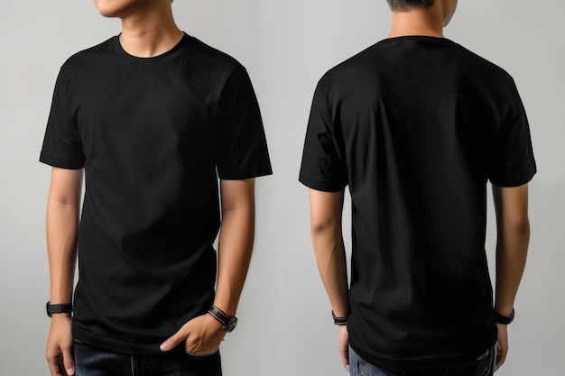 PSD black tshirt front back mockup