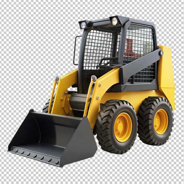 PSD black yellow skid steer loader transparent background