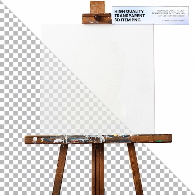 PSD blank art canvas used for painting on transparent background