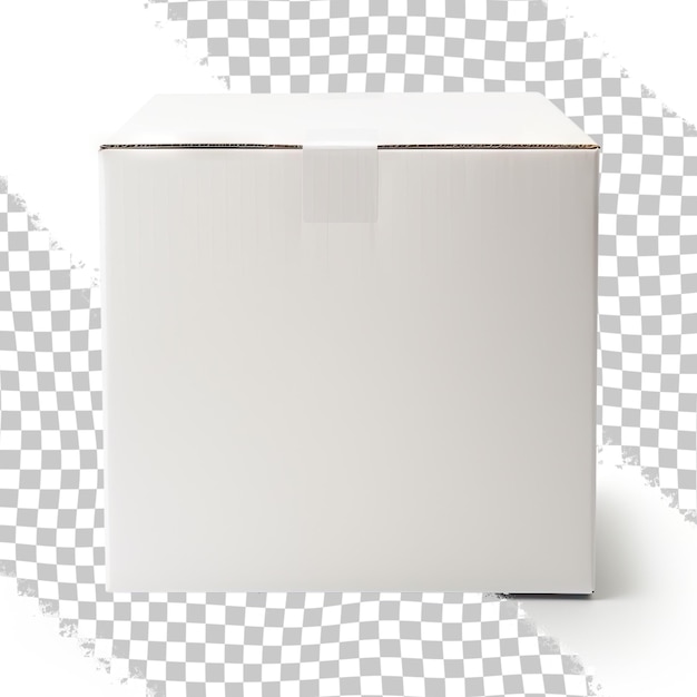 PSD blank packaging transparent cardboard box isolated on transparent background with clipping path read