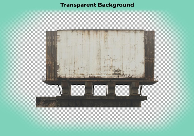 Blank rustic billboard isolated on transparent background