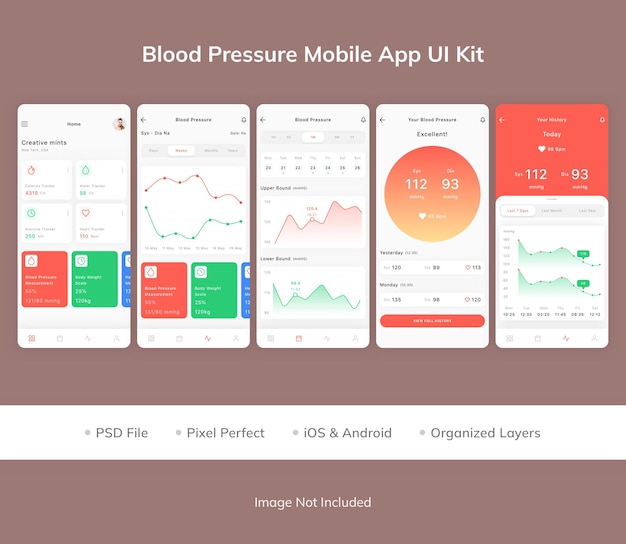 Blood Pressure Mobile App UI Kit