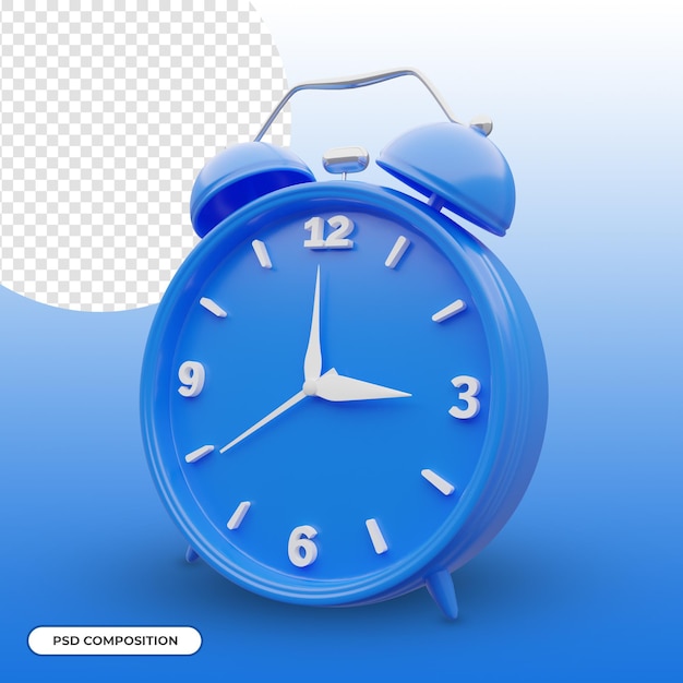 Blue alarm clock 3d Icon Isolated