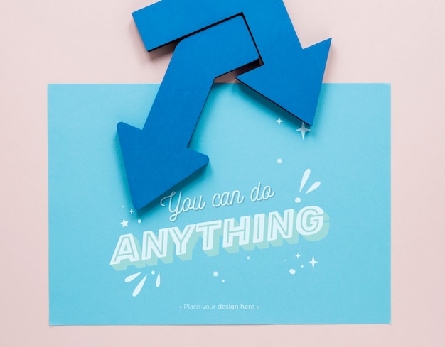 PSD blue arrows with you can do anything lettering