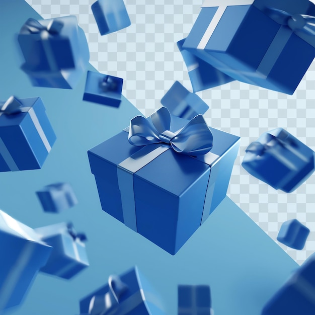 PSD a blue box with a ribbon that says  gift  on it