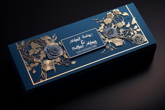 PSD blue card logo mockup_blue wedding card mockup