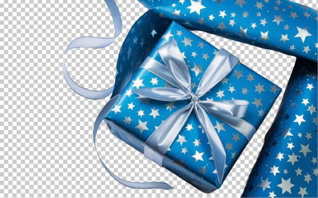 PSD a blue gift box with stars and a ribbon