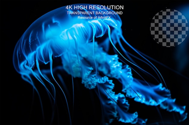 Blue Jellyfish Macro Photograph on transparent Background