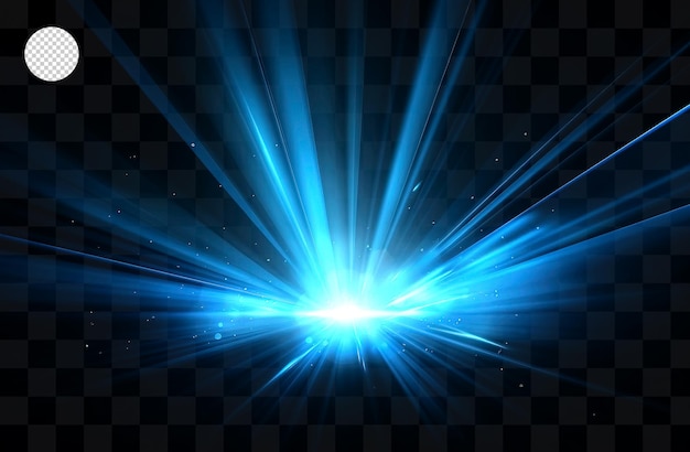 PSD blue light rays on a transparent background