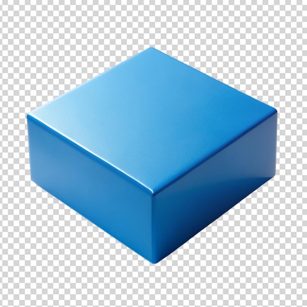 PSD a blue square box with a blank surface sit isolated white background