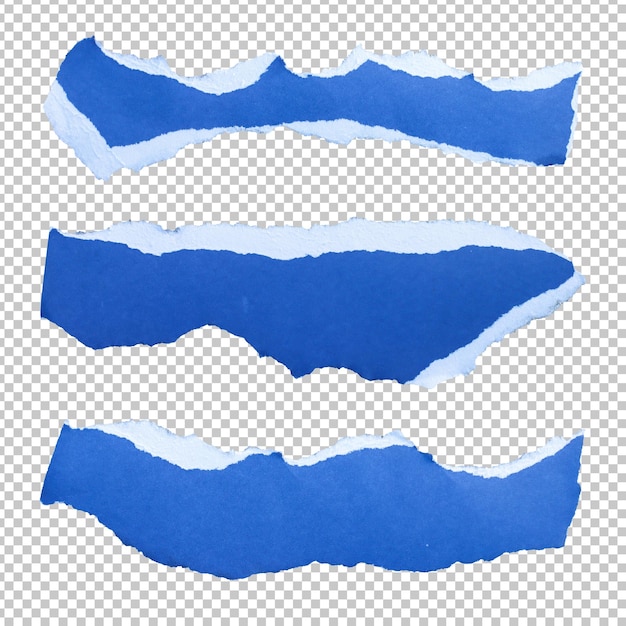 Blue torn paper edge sheets isolated rendering