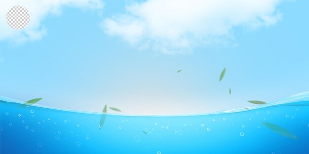 PSD blue water liquid background with bubble