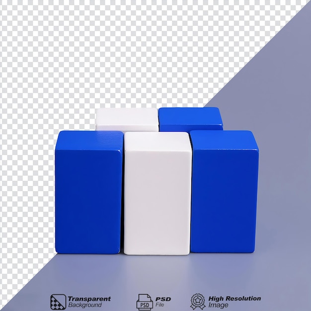 PSD blue and white cubes isolated on transparent background