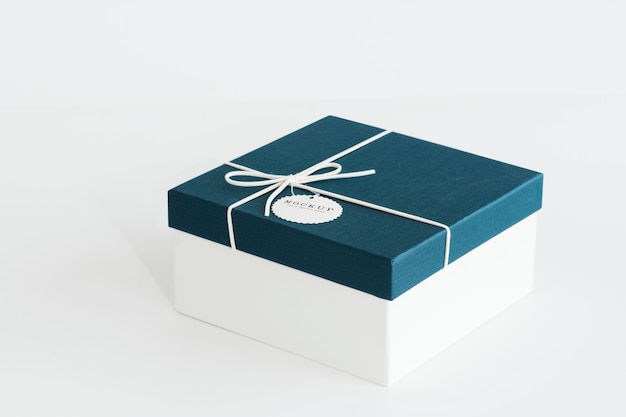 PSD blue and white gift box mockup