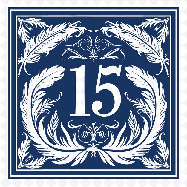 PSD a blue and white picture with the number 15 on it