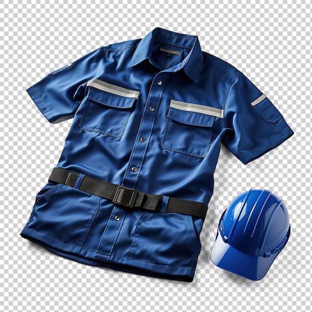 PSD blue workwear uniform with helmet