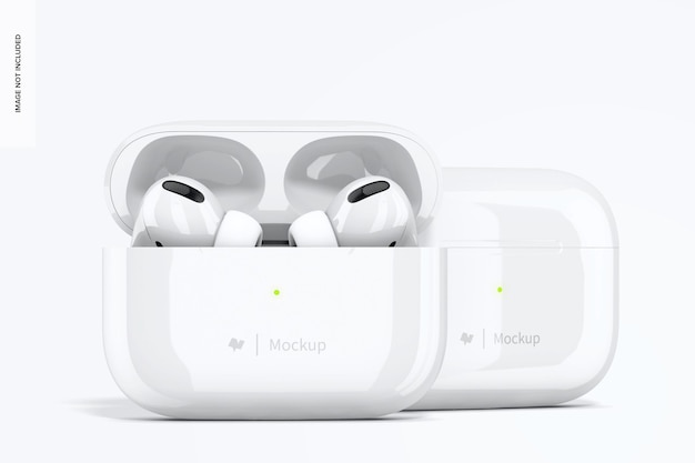 Bluetooth Earphones Mockup Opened